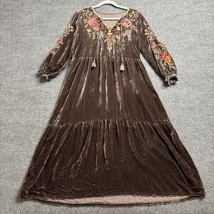 taline velvet boho midi dress Johnny Was Taline Velvet Boho Midi Dress - Multicolor